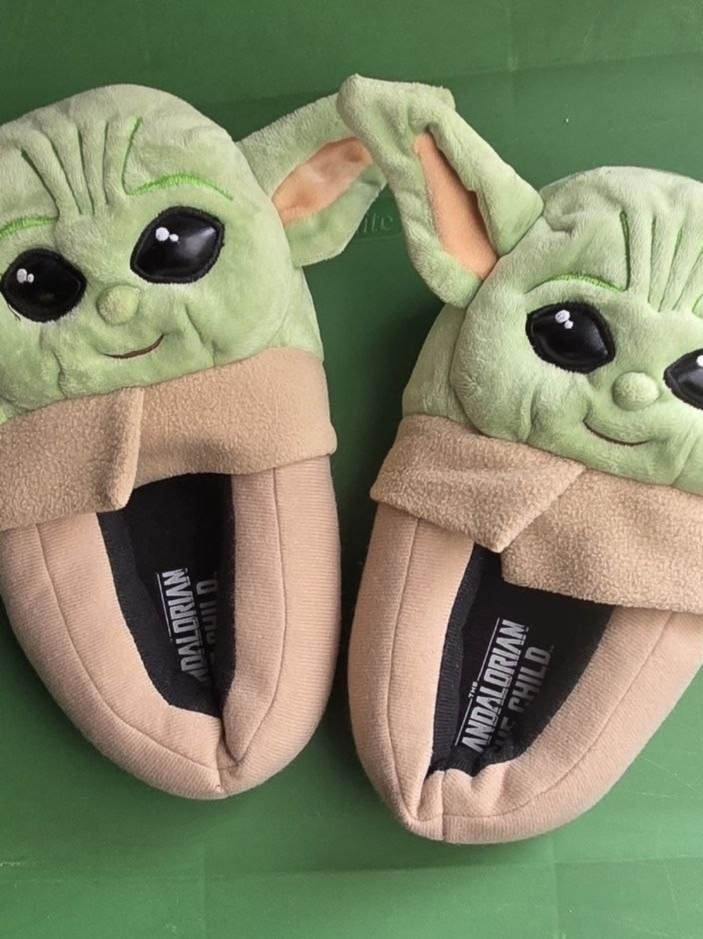 The Mandalorian "The Child" Baby Yoda Plush Slippers - Green & Tan
